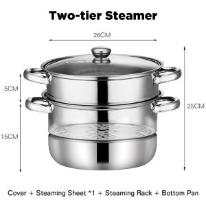 Dreepor 3 Layer Steamer Stainless Steel cooking pots cookware steam high quality