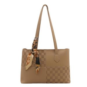 Korean Retro Fashion Lattice Shoulder Armpit Tote Bag Large Capacity Commuter Handbag For Women【Free Ribbon】