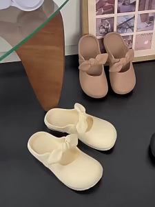 Bowknot Fashionable Summer Outdoor Soft Sole Non-Slip Lightweight Lazy Half Slippers For Women