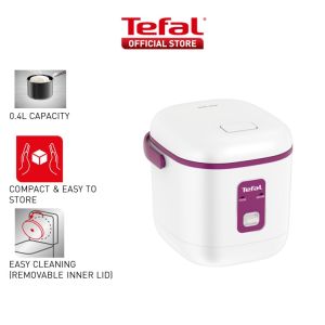 Tefal Mechanical Mini Rice Cooker 0.4L RK1721 – Durable Non-Stick Removable Inner Lid Convenient Storage Easy to Clean 2 Cups