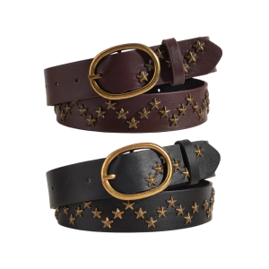 Adjustable PU Leather Belt with Star Stud Detailing for Rock Music Lover Festivals and Nightclubs Waist Belt Waistband