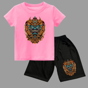 SETELAN KAOS OBLONG DAN CELANA PENDEK ANAK-ANAK SABLON BARONG NAGA BAHAN KATUN COMBED LEMBUT