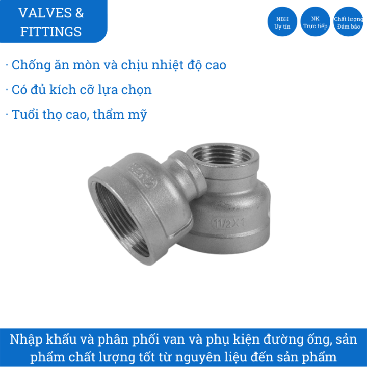 Bầu giảm inox 304 phi 49 đầu nối ống (côn thu ) thay đổi kích thước hai ...