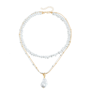 Fashionable Beads Necklace Handmade Earrings Multilayer Delicate Neck Chain Suitable for Fashionable Lover Present