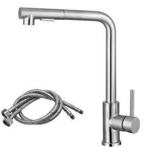 Pull Out Kitchen Sink Faucet Flexible 2 Modes Stream & Sprayer Nozzle Faucets Stainless Steel Hot Cold Water Mixer Tap Deck