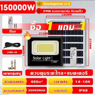 【รับประกัน30ปี 】ไฟโซล่าเซล ไฟโซล่าเซลล์ ไฟสปอร์ตไลท์ Solar Light หลอดไฟ led ไฟโซล่าเซล ไฟพลังงานแสงอาทิตย์