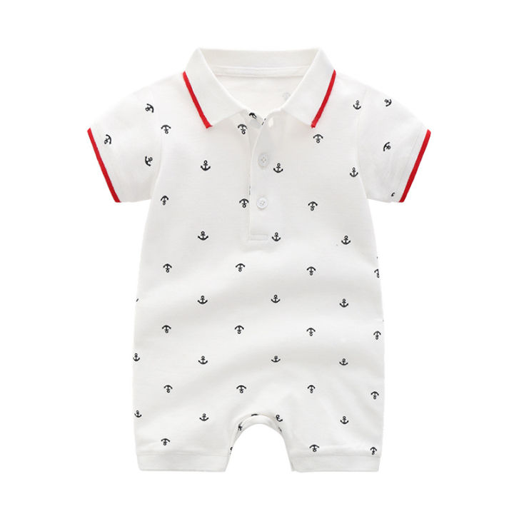 Newborn Baby Boy Handsome Polo Shirt Romper 2022 New Infant Short
