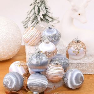 YERZ 6pcs 6/8cm Christmas Ball Delicate Creative Hanging Ornament Festive Atmosphere Decoration Painted Christmas Tree Pendant Background Layout
