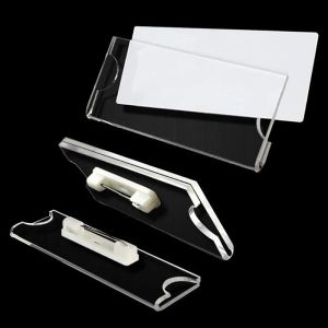 Acrylic Name Plate Clear Pin Badge Holder 70x25mm Transparent Staff ID Tag for Office School Event