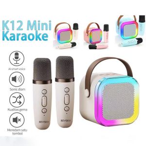 K12 Mini Karaoke Wireless Audio Speaker Bluetooth Microphone Portable Home KTV Karaoke Machine RGB