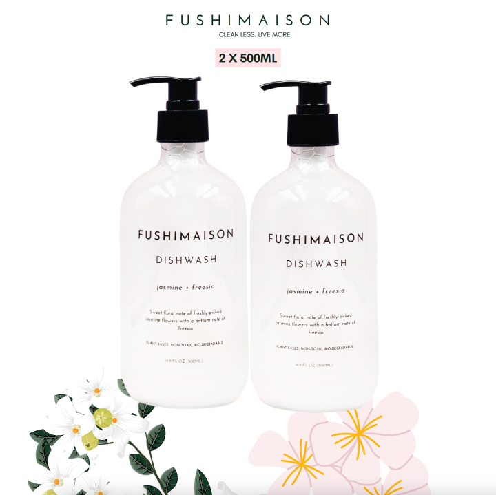 Fushi Maison Dishwashing Liquid (Jasmine + Freesia) 500ml x 2 Bottles ...