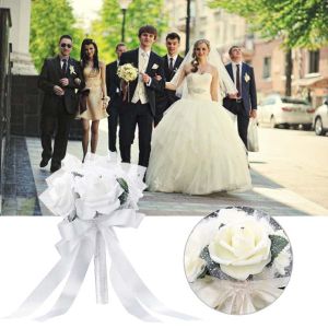 [Energetic] ช่อดอกไม้ผ้าไหมทำจากดอกกุหลาบประดิษฐ์สำหรับเจ้าสาวช่อมือสำหรับตกแต่งเพื่อนเจ้าสาว