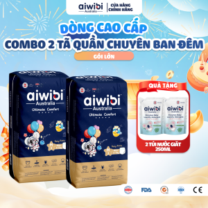 [Combo 2] Tã/Bỉm Quần Cao Cấp Aiwibi Chuyên Ban Đêm Ultimate Comfort Gói Lớn M48/L44/XL40/XXL36