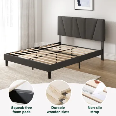 Zinus Bed Frame Maya Upholstered Platform Dark Grey