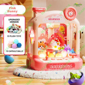 MAMAX🔥NEW🔥【SG Ready Stock】Large Kids Claw Machine Toy with Lights & Sound★60s Countdown✅3 Cute Colours✅10 Plush Toys&10 Capsule Balls Included✅