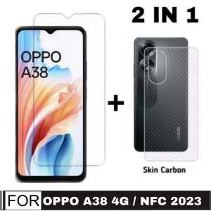 PROMO PAKET 2 INC 1 Tempered Glass OPPO A18 2023 / OPPO A38 4G / OPPO A38 4G NFC 2023 / OPPO A58 4G / OPPO A77 5G / OPPO A77S 5G Anti gores Kaca Pengiriman Cepat