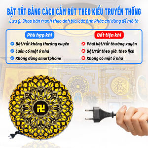 Đèn Hào Quang Phật Cao Cấp Bằng Gỗ Cắt Laser 5D Treo Tượng Phật Trang Trí Bàn Thờ LS-HQ-08