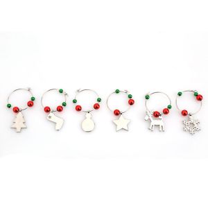 HUYAN Goblet Wine Glass Pendants Xmas Table Decoration Party Accessories Christmas Decoration Christmas Pendants Wine Rings