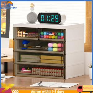 【Hospor】 4 Tier Stackable Desktop Storage Drawers W/ 5 Drawers Stackable Desk Organizer Desk Drawer Organizer for Desk Office Home