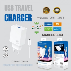 Charger Branded OG-03 Isi Murni 2.4A ASLI 12Watt MICRO/type C