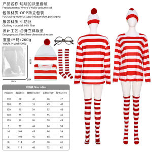 Smart Wally Wheres Wally Parent-Child Dress Halloween Kids Anime Cosplay Show Costume Gifts