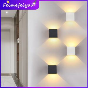 Modern LED wall Light Sconces outdoor waterproof Nordic wall lamp Square Aluminium indoor lighting Dimming light for hotel living room bedroom garden fence