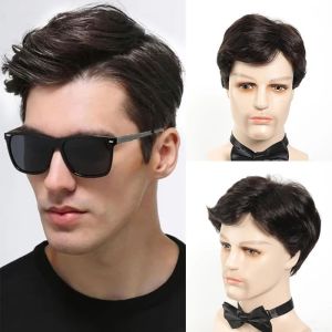 European and American cross-border mens short curly hair Amazon wig headgear wholesale fluffy natural mechanism chemical fiber wig headgear