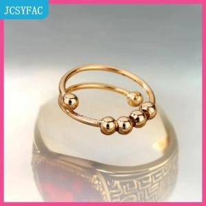JCSYFAC Lo lắng bóng hạt nhẫn cho phụ nữ mở spinner ngón tay có thể điều chỉnh vòng thép không gỉ xoay tự do chống căng thẳng Đồ trang sức quà tặng