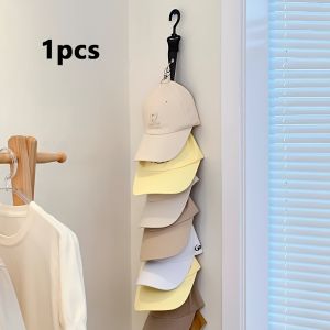 1pc Black 8-Clip Hat Organizer Rack Adjustable for Baseball Caps Visors Golf Caps and More Freestanding Closet Door Hanger with 360° Rotating Hook Portable and Stylish Storage Solution for Bedroom and Closet