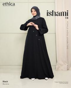 GAMIS EKSLUSIF ISHAMI SERIES 18 BLACK WHITE | BY ETHICA | CANTIK SIMPLE MANIS