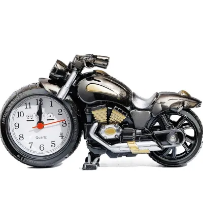 GLOWLITE Multipurpose Funny Vintage Art Crafts Arabic Numeral Home Decor Figurine Retrobedside Motorcycle Pattern Motorcycle Model Motorcycle Alarm Clock Ornament Bedside Clock