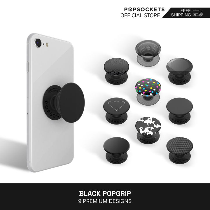 PopSockets Black PopGrip | ที่จับโทรศัพท์พรีเมี่ยม | ที่วางโทรศัพท์ที่ดีที่สุดและเหมือนกับที่ยึดแหวนโทรศัพท์ | รองรับการวางโทรศัพท์ตั้งโต๊ะและการติดตั้งโทรศัพท์ในรถยนต์ | ที่ยึดโทรศัพท์มือถือที่วางโทรศัพท์และที่จับโทรศัพท์เซลล์สำหรับทุกยี่ห้อ