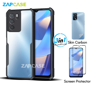 3in1 Case Oppo A16A16S Armor Fushion Casing Free Tempered Glass Dan Skin Carbon