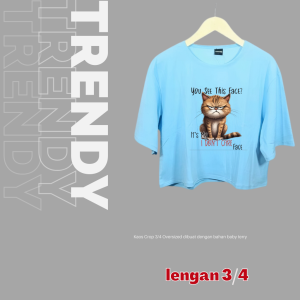 JOY Crop Top Tshirt Kaos Basic Oversize Tee Hijab Lengan 3/4 You See This Face