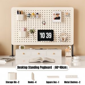 Desktop Storage Shelf Pegboard Nail Free Within White  Desk Shelf