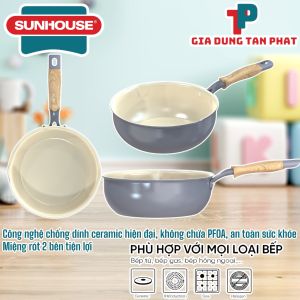 Chảo sâu lòng phủ sứ đáy từ Sunhouse Healthy SDP20M SDP28M chống dính ceramic hiện đại chống dính bền lâu chống trầy xước