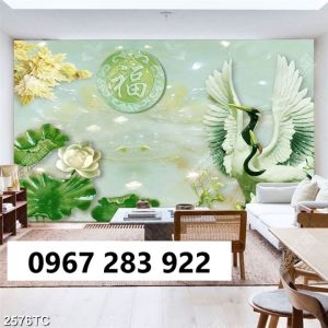 Tranh gạch 3d tùng hạc cao cấp