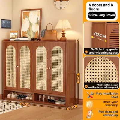 Wood Shoe Cabinet Arch Rattan shoe cabinet Multifunctional Shoe Cabinet Storage Shoe Cabinet