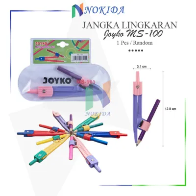 Nokida Jangka Matematika Joyko MS-100 [1 Pcs/Random] / Alat Membuat Garis Lingkaran / Jangka Set Math Joyko / Alat Tulis Sekolah / Perlengkapan Sekolah / Alat Membuat Lingkaran Manual / Penggaris Lingkaran