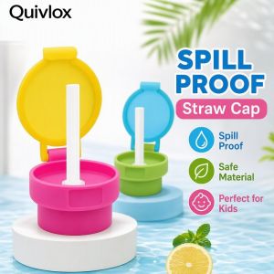 Kids Spill Proof Sippy Bottle Cap With Straw Set Detachable Food Safe Silicone Fit Bottle Necks
