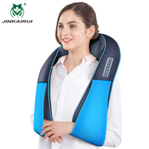 Jinkairui Neck Shoulder Massager Car/Home Dual Use Kneading Shiatsu Heating Massage Machine with 16 Rollers for Body Waist Back Foot