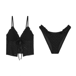 Cạp thấp Bộ Đồ Tắm Cho Phụ Nữ Pleated Đồ bơi cho bé gái Set Phụ Nữ nâng Đồ Bơi Hai Pcs Chia Đồ Bơi