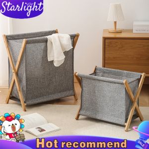 COD Starlight Laundry Bag Lipat Tempat Baju Kotor dengan Stand Kayu Basket Storage Baju Tempat Cucian Keranjang Baju Kotor HSB303