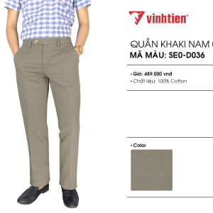Quần Kaki 0Ly Trơn 100% Cotton Trung Niên Vĩnh Tiến 489 Cao Cấp