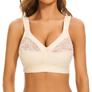 sheroine Womens Cotton Lace Full Figure Bra Plus Size Wirefree Ultrathin Soft Unpadded Support Bras2026