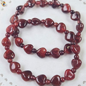 Graduation Grade Natural Red Bronze Rutilated Quartz Heart Bracelet