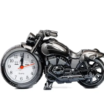 GLOWLITE Multipurpose Funny Vintage Art Crafts Arabic Numeral Home Decor Figurine Retrobedside Motorcycle Pattern Motorcycle Model Motorcycle Alarm Clock Ornament Bedside Clock