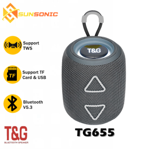 T&G TG655 TWS Bluetooth V5.3 Portable Wireless Stereo TF Card USB AUX In FM Radio & Hands-Free Call Function Speaker