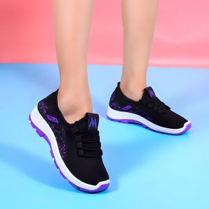 Korean Style Womens Casual Sports Training Rubber Shoes - Breathable Lace-Up Sneakers