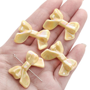 32X24มม. อะคริลิคสี AB โบว์ลูกปัดสำหรับสร้อยข้อมือทำด้วยมือสร้อยข้อมือสร้อยคอต่างหูพวงกุญแจอุปกรณ์การทำเครื่องประดับหัตถกรรม DIY